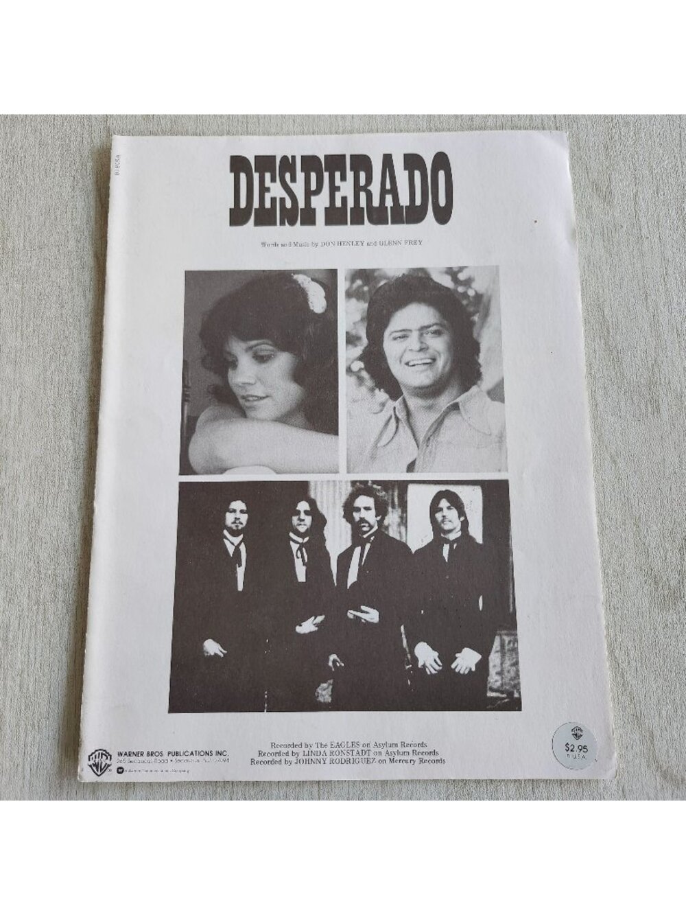 The Eagles Desperado Sheet Music Warner Bros Linda Ronstadt Johnny Rodriguez